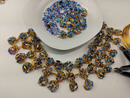 Swarovski 2 X AB Scarabs Nest of Sparkle Multicolor WOW Necklace 1 of 1 Gay Isber-Gay Isber Designs