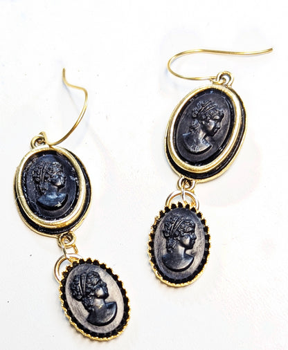 Black Gold Vintage Acrylic Earrings Gay Isber Sister Collection-Gay Isber Designs