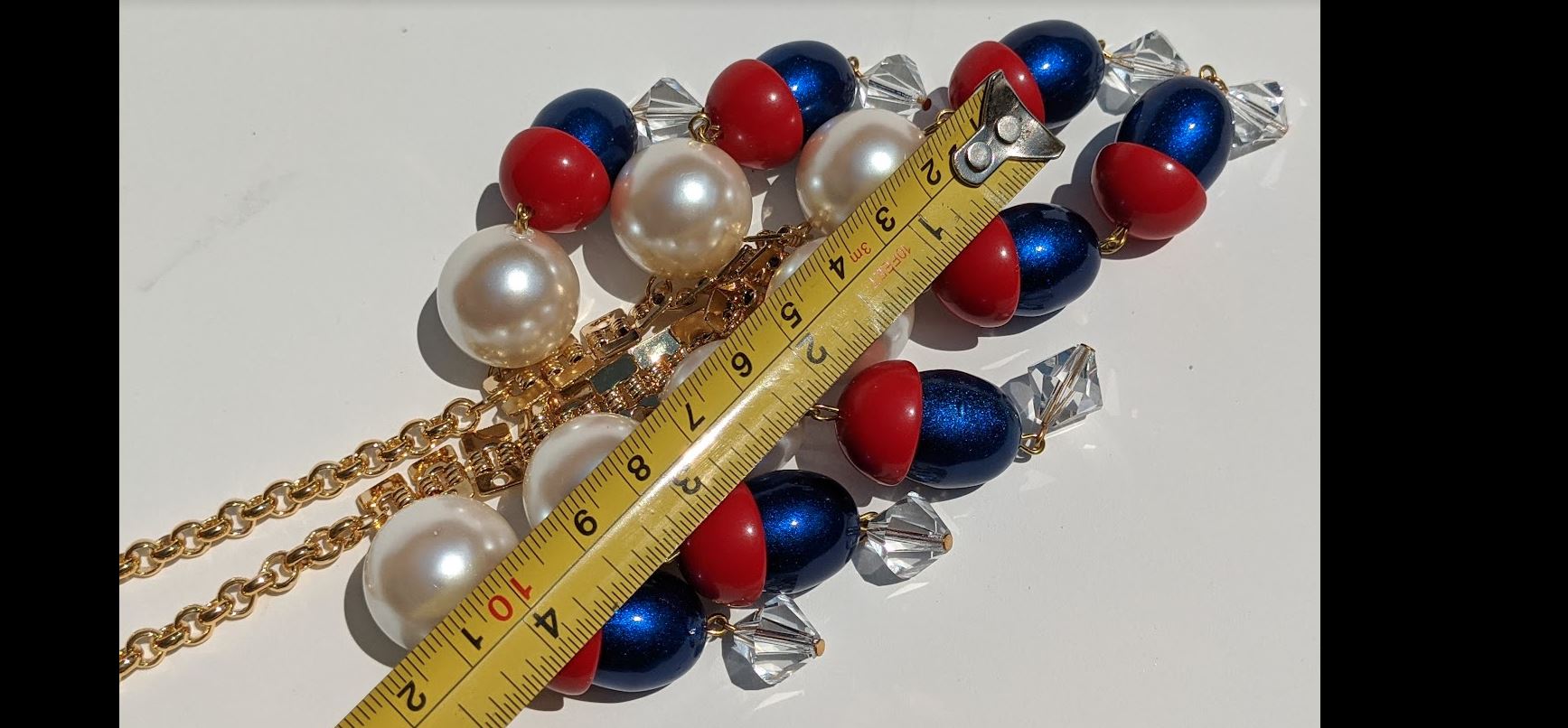 Election Collection Amazing USA Red White Blue Vintage Pearls Beads Necklace Gay Isber-Gay Isber Designs