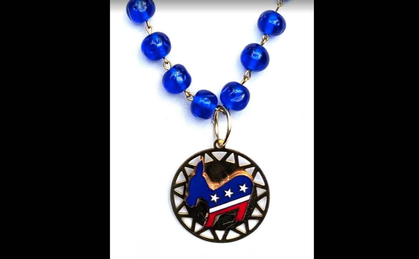 Election Collection Vintage Hand Linked Blue Beads Donkey USA Necklace Gay Isber-Gay Isber Designs