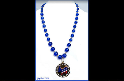 Election Collection Vintage Hand Linked Blue Beads Donkey USA Necklace Gay Isber-Gay Isber Designs