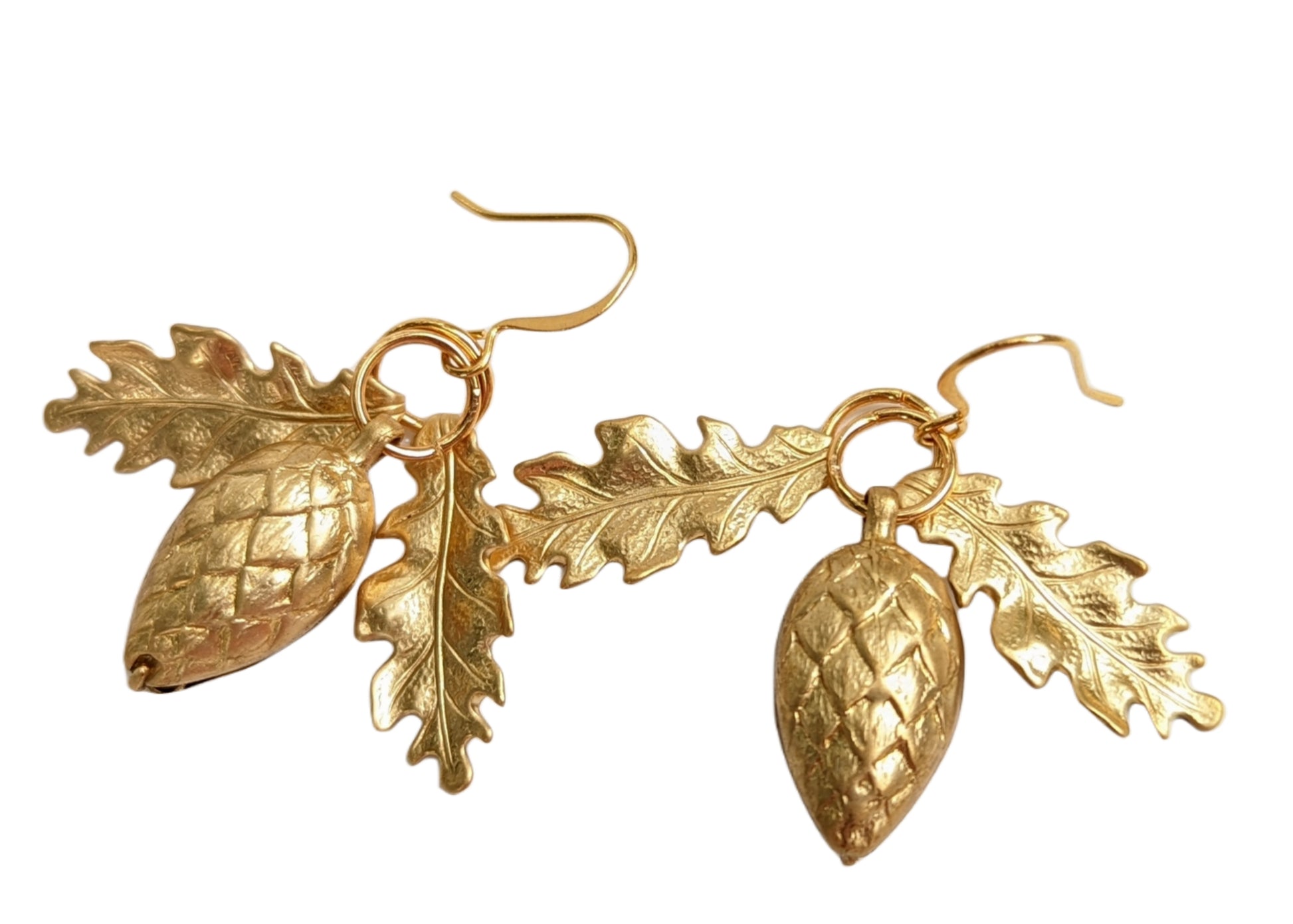 Pinecones and Oak Leaves Earrings Gay Isber Free Gift Bag Hug a Tree-Gay Isber Designs