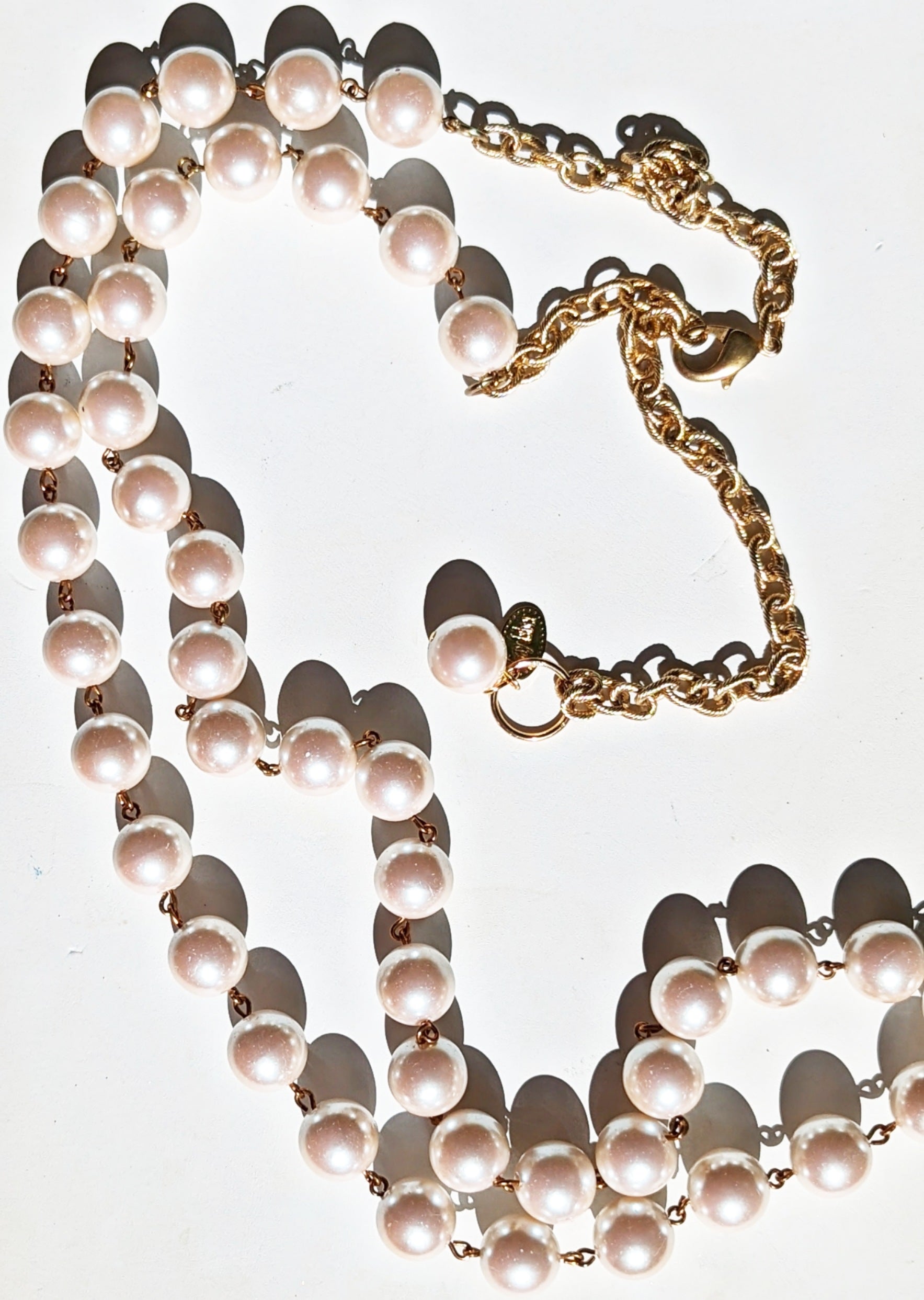 Long Sustainable Vintage Handlinked 14mm Pearls Adjustable Gay Isber Necklace-Gay Isber Designs