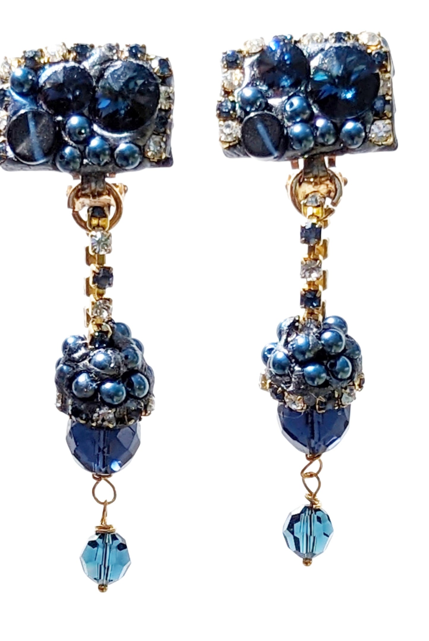 Montana Blue Swarovskis Crystal Drop Clip Earrings + Necklace Set Created by Gay Isber-Gay Isber Designs