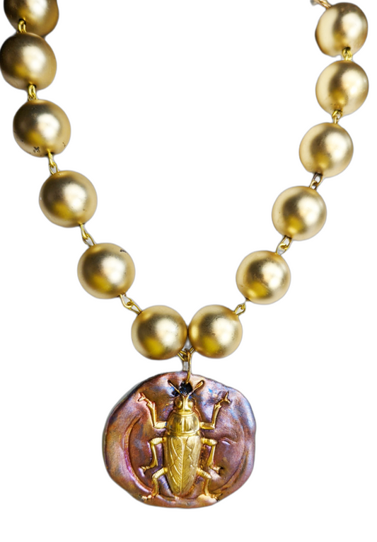 Beautiful Bug Gold Ball Necklace Gay Isber one of a kind USA Made-Gay Isber Designs