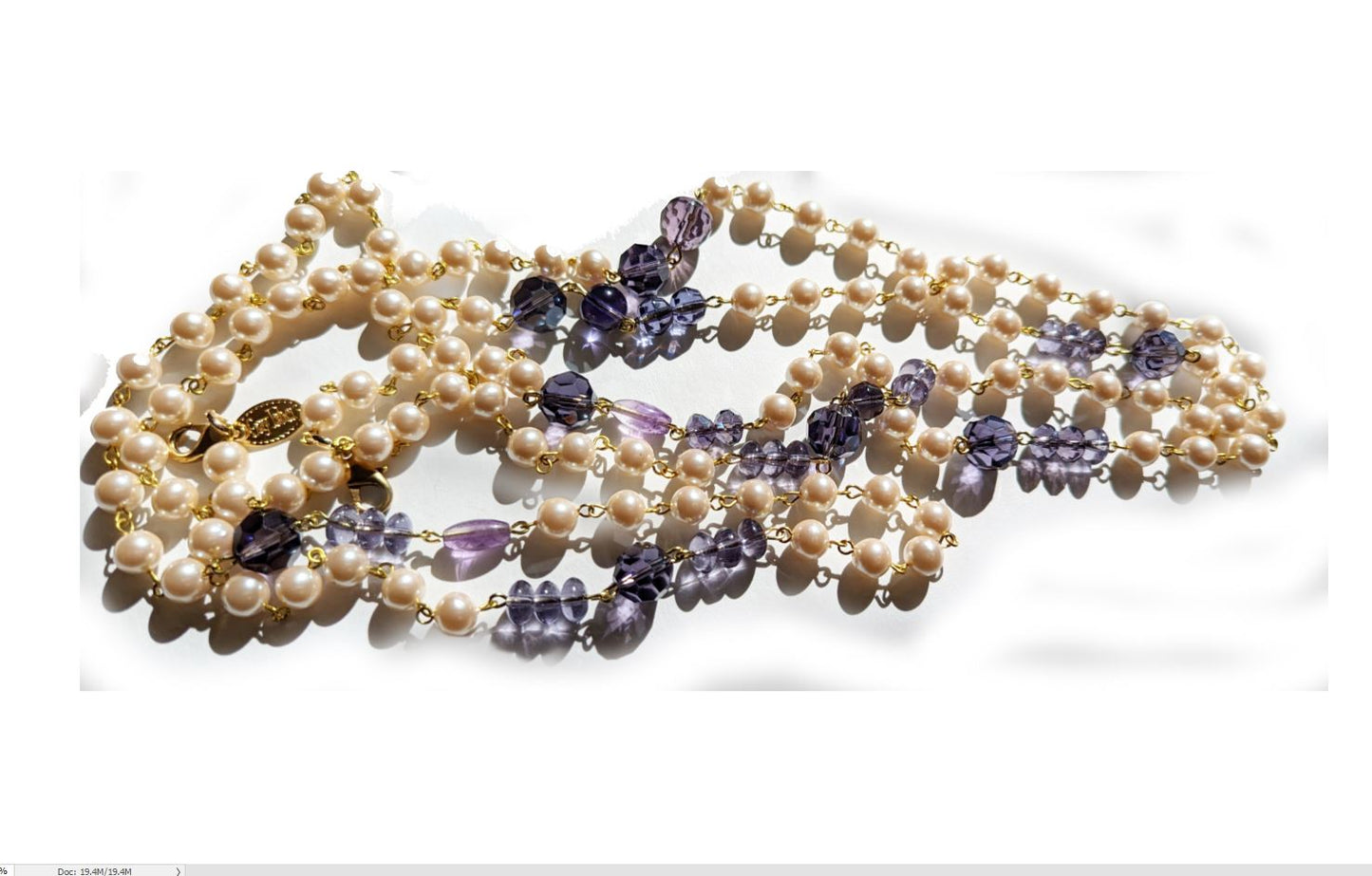 Extra Long Handlinked Pearl + Amethyst Purple Double Claws to wear many ways USA Made-Gay Isber Designs