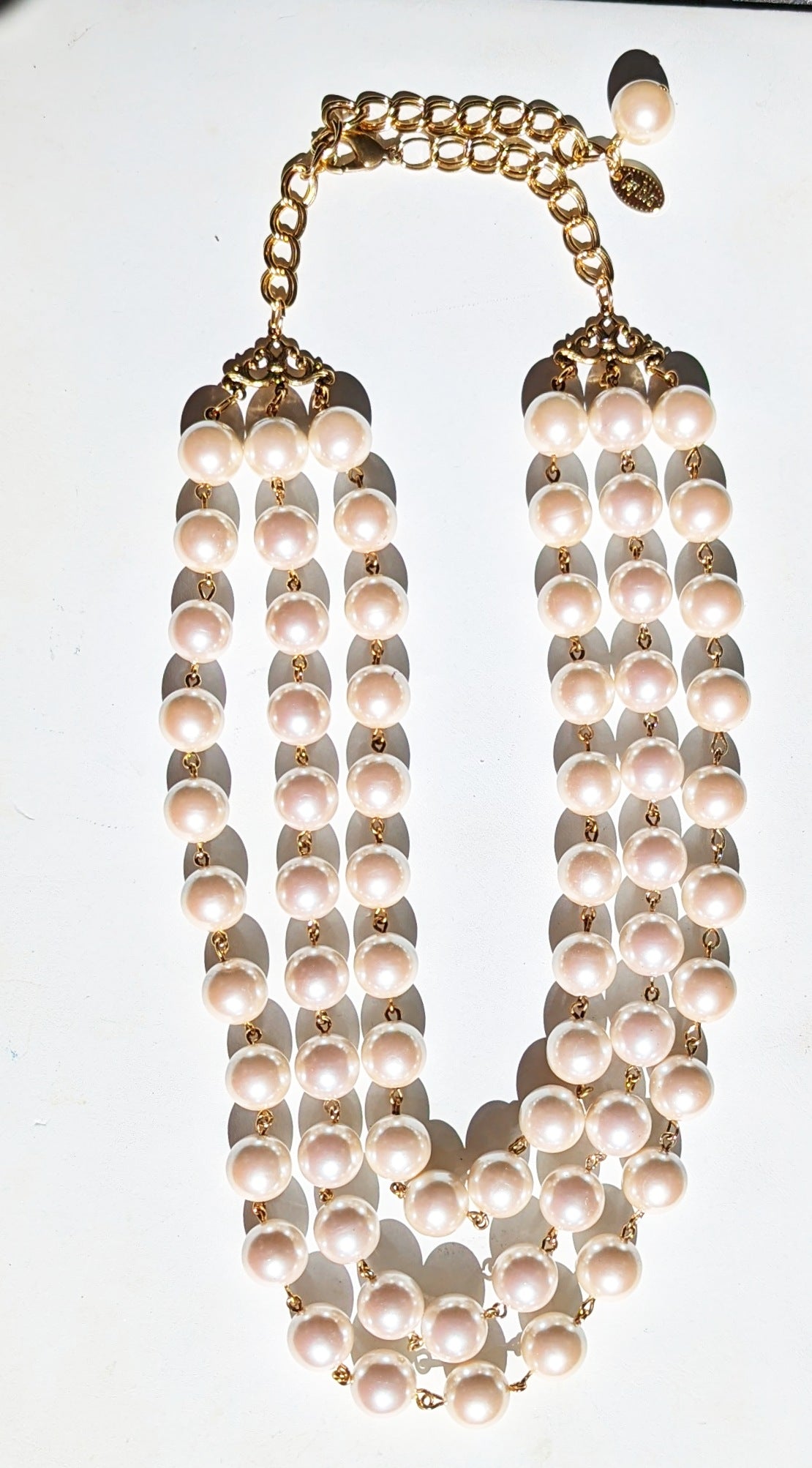 Vintage 3 Strand Handlinked Pearls by Gay Isber Jackie O got an upgrade-Gay Isber Designs