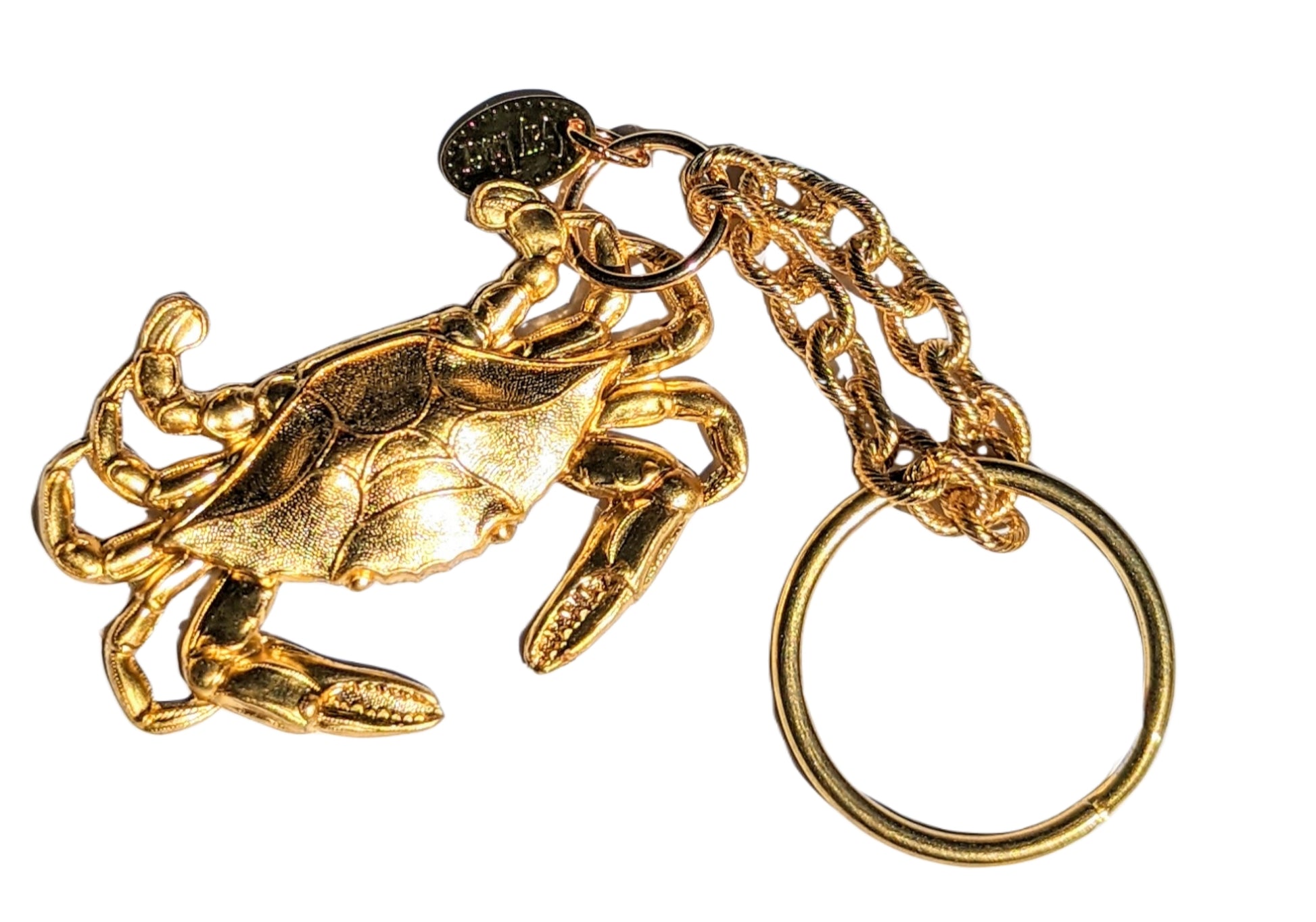 Crab Brass Key Chain 100% USA made Gay Isber gift bag-Gay Isber Designs