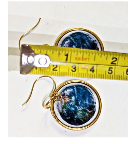 Earth Earrings Transparent Unisex Hand Made USA Gay Isber Gold plated Hooks-Gay Isber Designs