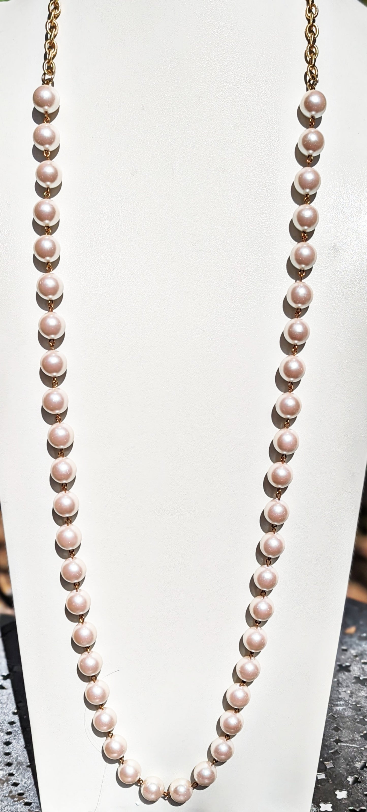 Vintage Long Strand of Pearls Hand Linked and Adjustable Necklace by Gay Isber-Gay Isber Designs