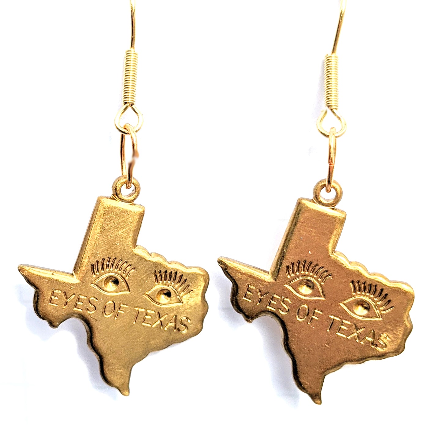 Small Eyes of Texas earrings 100% USA made brass Gay Isber Gift Bag unisex-Gay Isber Designs