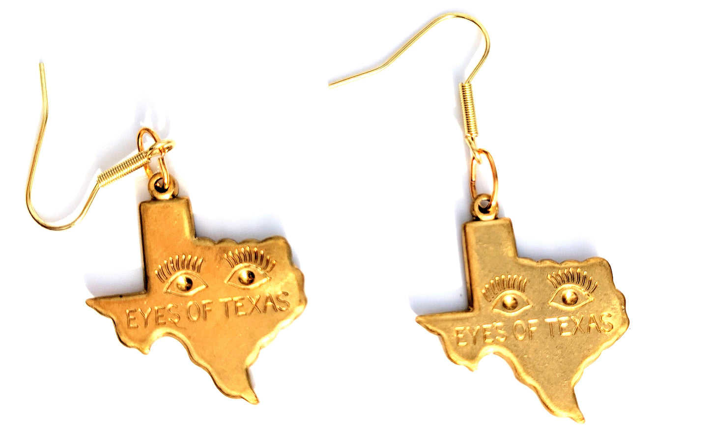 Small Eyes of Texas earrings 100% USA made brass Gay Isber Gift Bag unisex-Gay Isber Designs