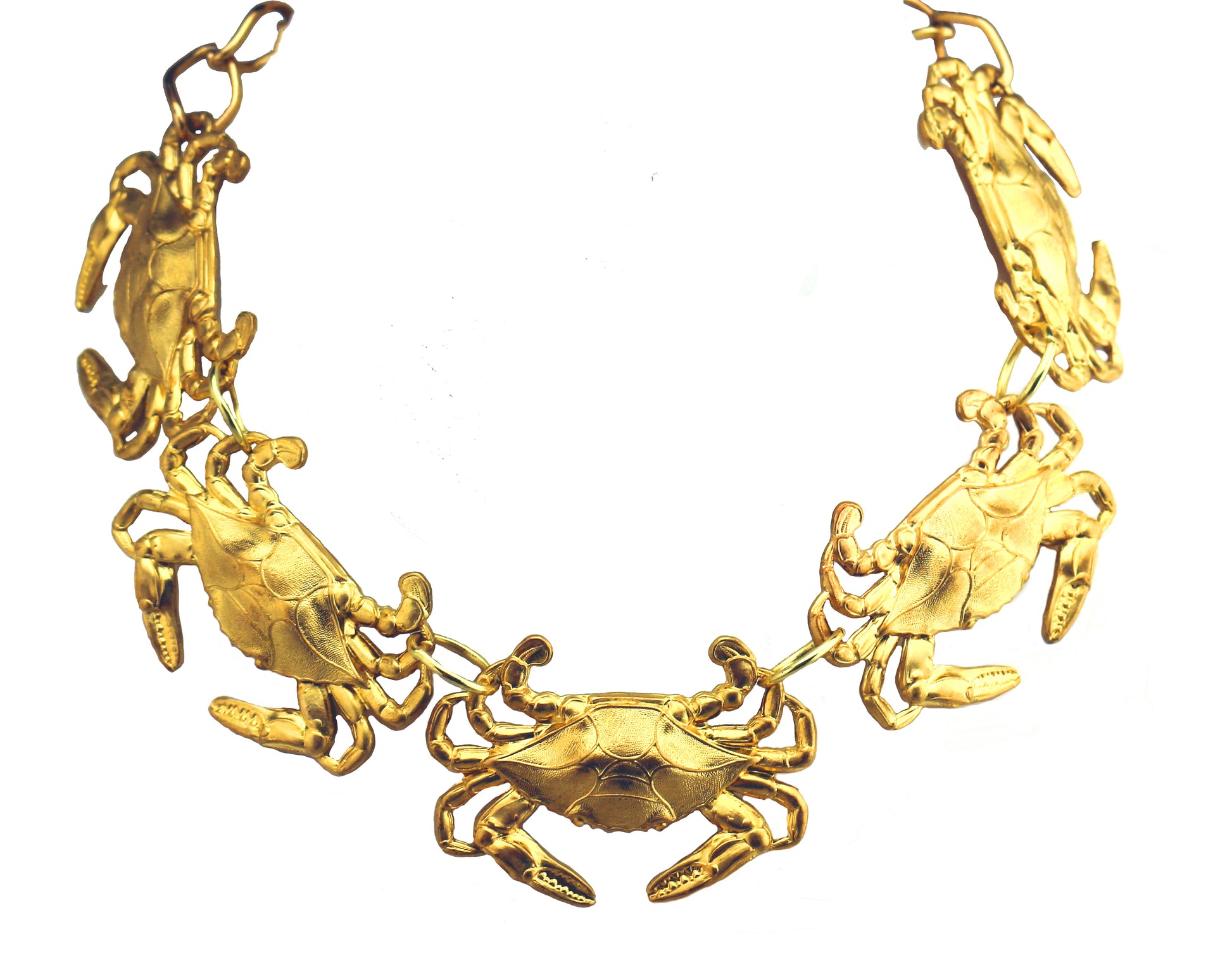 Crab Collar Necklace USA Made Brass highly detailed 18 inches adjustable Gay Isber-Gay Isber Designs