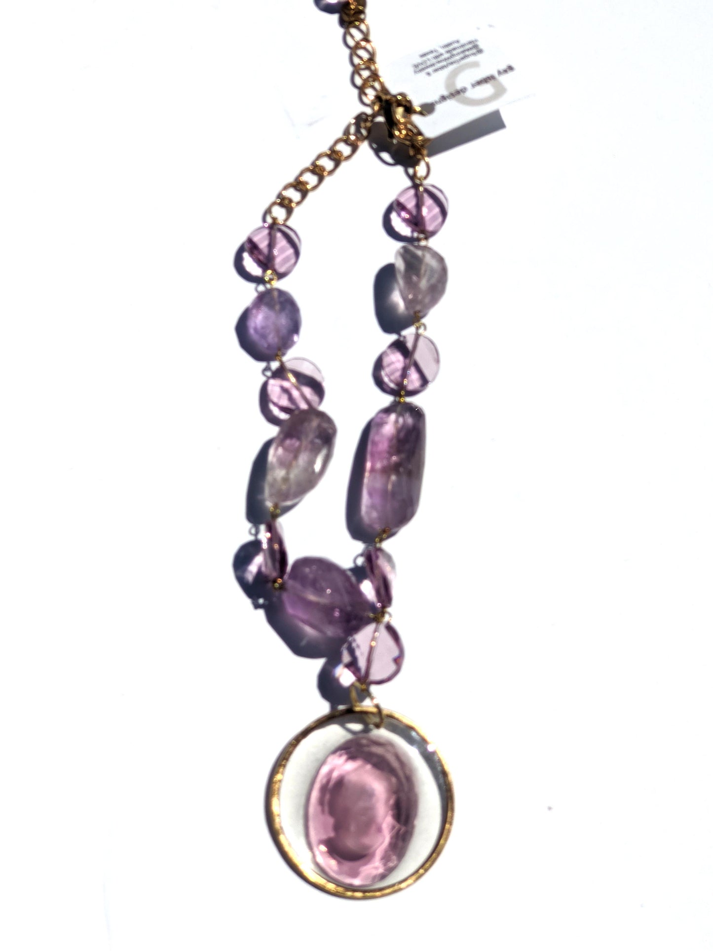 Purple Amethyst Swarovski Vintage Cameo Statement Necklace Gay Isber Sister Collection-Gay Isber Designs