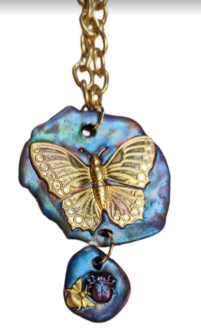 Beautiful Butterfly Pendant Necklace Gay Isber one of a kind USA Made-Gay Isber Designs