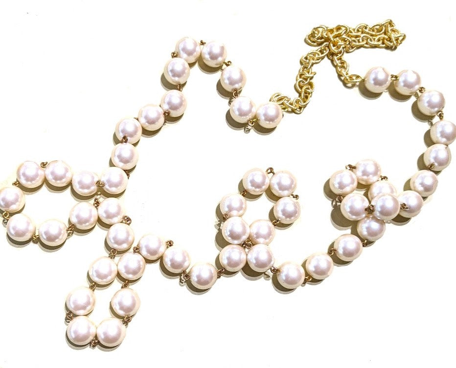 Vintage Long Strand of Pearls Hand Linked and Adjustable Necklace by Gay Isber-Gay Isber Designs