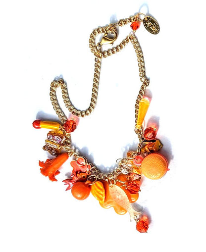 Sugar Baby Orange Vintage Fun Children's Charms 16 inch Necklace Gay Isber child size-Gay Isber Designs