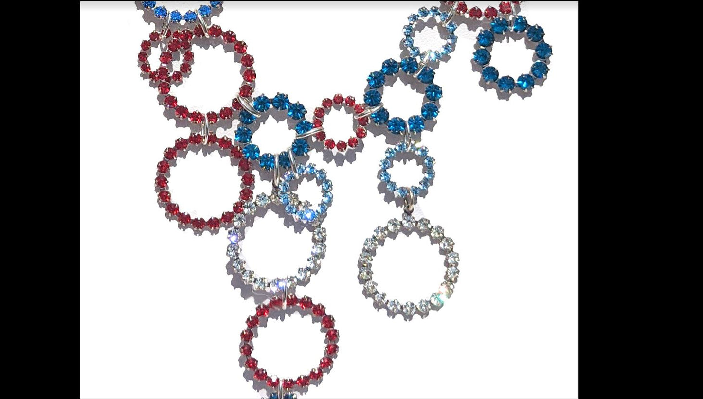 Election Collection Swarovski Circles USA Red White Blue Necklace Gay Isber-Gay Isber Designs