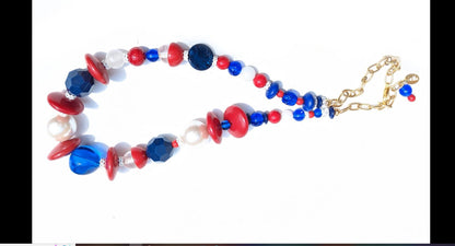 Election Collection USA Power Red White Blue Necklace Gay Isber-Gay Isber Designs