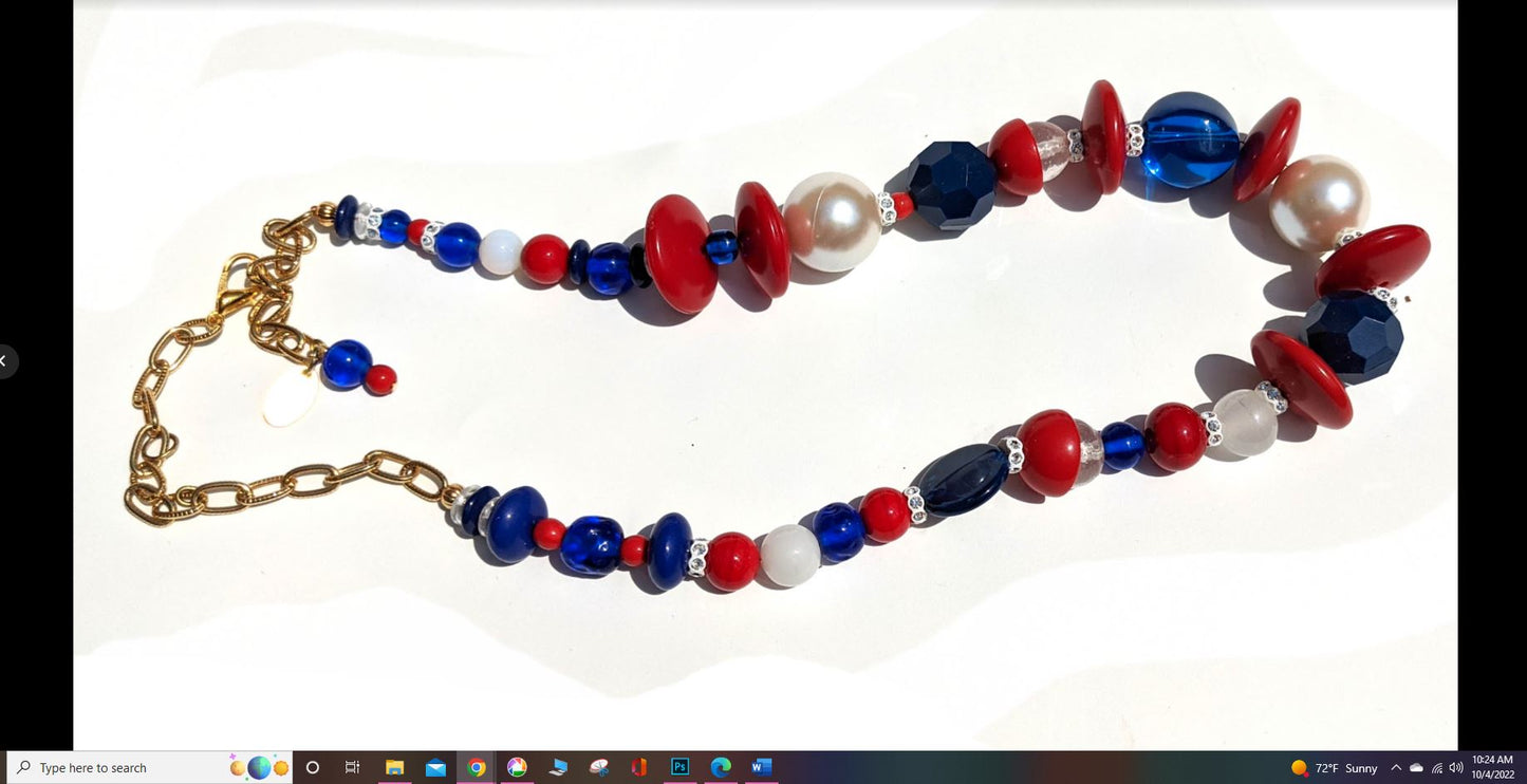 Election Collection USA Power Red White Blue Necklace Gay Isber-Gay Isber Designs