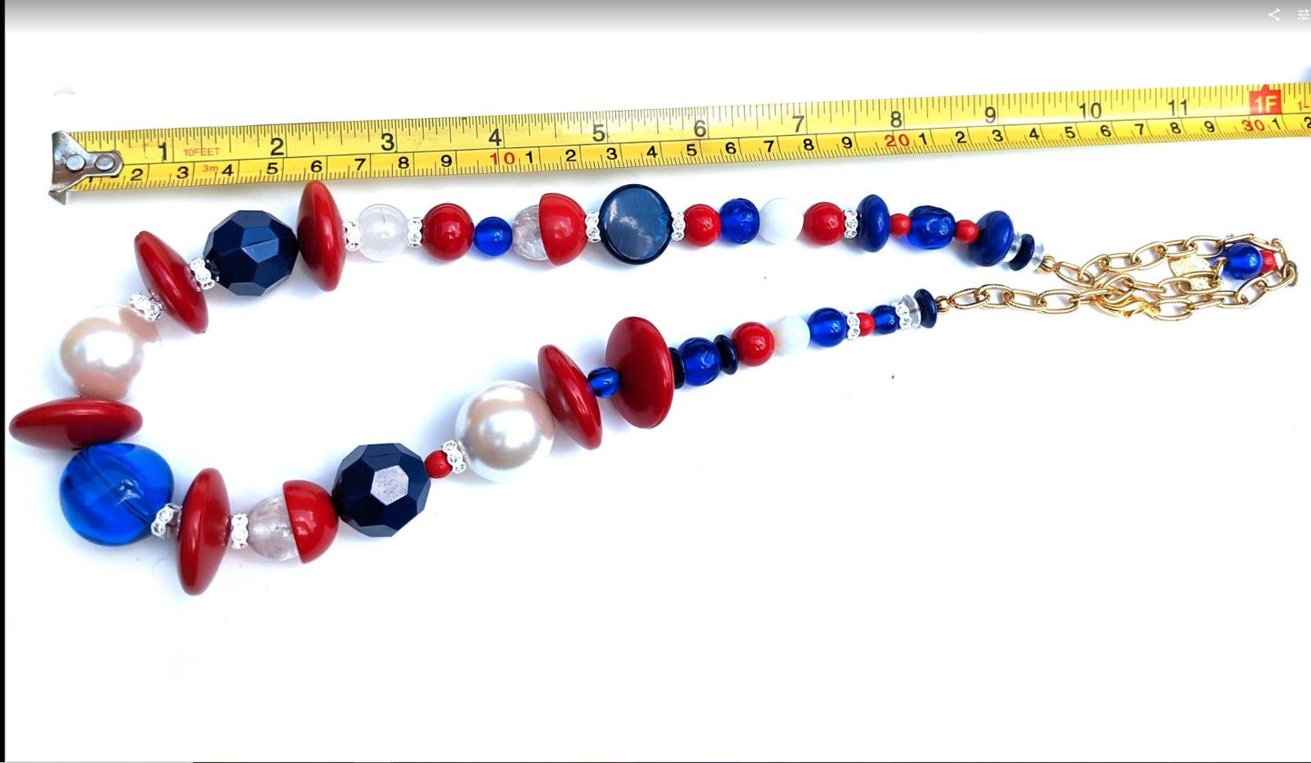 Election Collection USA Power Red White Blue Necklace Gay Isber-Gay Isber Designs