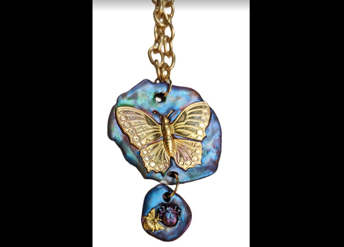 Beautiful Butterfly Pendant Necklace Gay Isber one of a kind USA Made-Gay Isber Designs