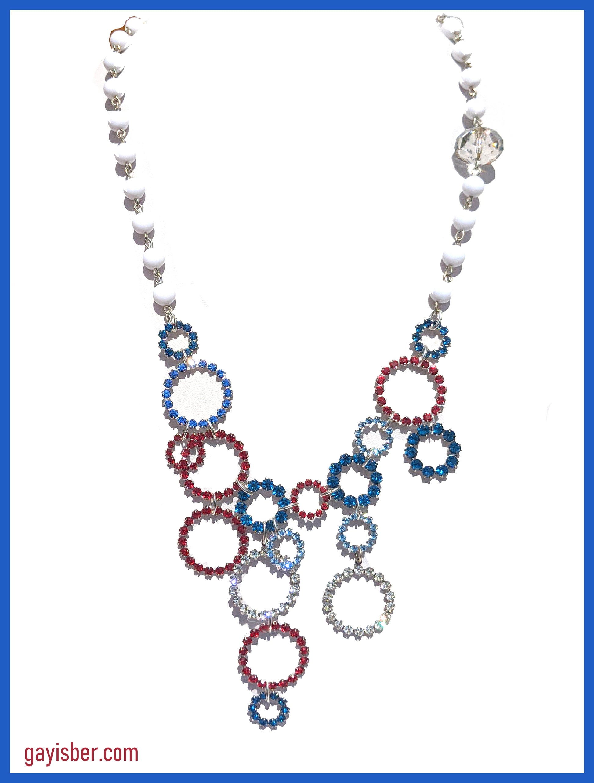 Election Collection Swarovski Circles USA Red White Blue Necklace Gay Isber-Gay Isber Designs